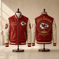 KC Kingdom - Crimson and Cream Varsity Jacket