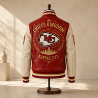 KC Kingdom - Crimson and Cream Varsity Jacket